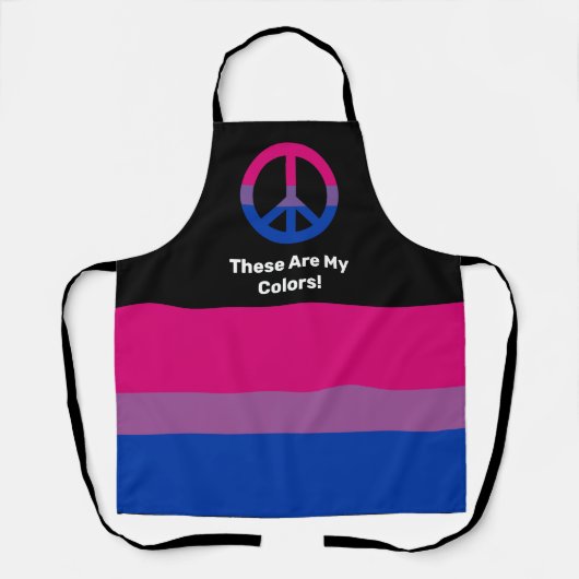 Bi pride flag and peace sign with a custom text エプロン (正面)