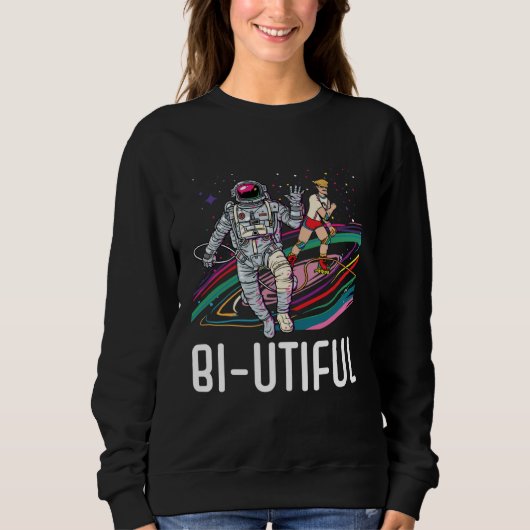 Bi Utiful Bisexual Rainbow Pride Bisexuality LGBTQ スウェットシャツ (正面)
