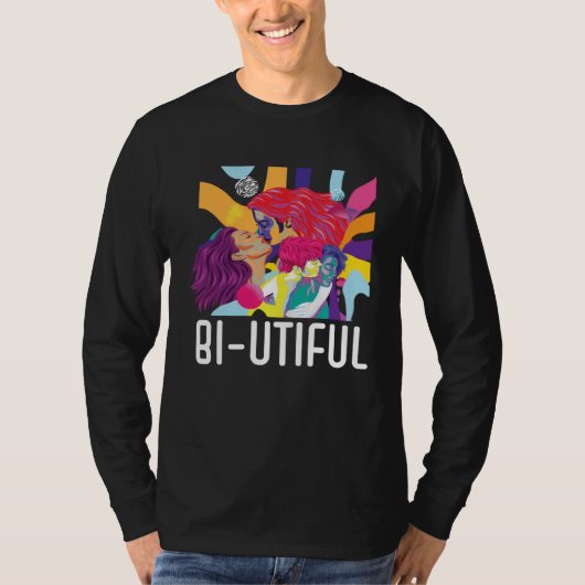 Bi Utiful Bisexual Rainbow Pride Bisexuality LGBTQ Tシャツ (正面)
