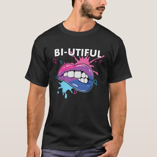Bi Utiful Bisexual Rainbow Pride Bisexuality LGBTQ Tシャツ (正面)