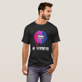 Bi Vibes 滴る唇 バイセクシャル プライド バイセクシュアル Tシャツ (正面フル)