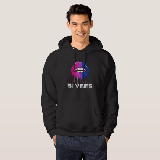 Bi Vibes Dripping Lips Bisexual Pride Bisexuality  パーカ (正面フル)