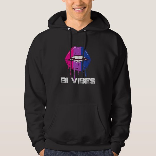 Bi Vibes Dripping Lips Bisexual Pride Bisexuality  パーカ (正面)