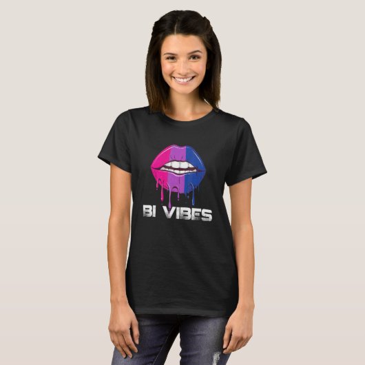 Bi Vibes Dripping Lips Bisexual Pride Bisexuality  Tシャツ (正面フル)