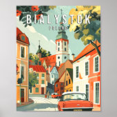 Bialystok Poland Poster Art Print, City Retro Vint ポスター (正面)