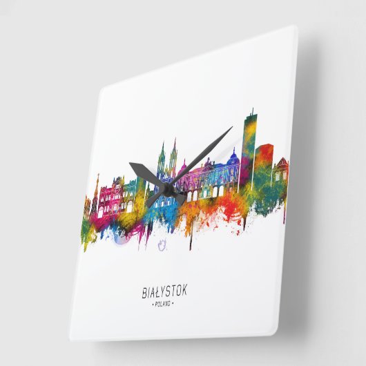 Białystok Poland Skyline スクエア壁時計 (傾斜)