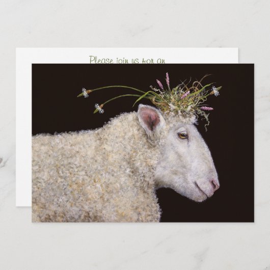 Biancaヒツジの婚約パーティの招待 招待状 (正面/裏面)