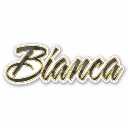 Bianca black gold Lettering Aufkleber Sticker シール (正面)