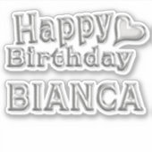 Bianca Happy Birthday silver Aufkleber Sticker シール (正面)