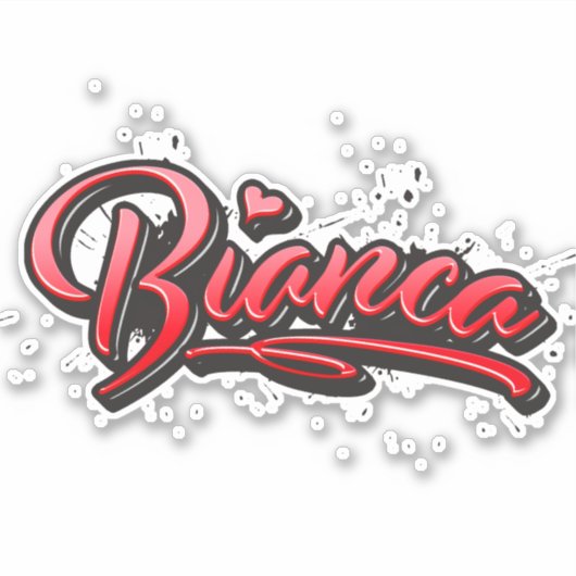 Bianca red Heart Graffiti Aufkleber Sticker シール (正面)