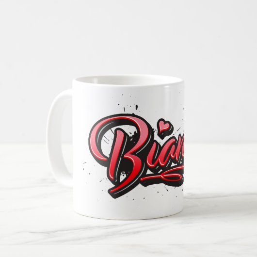 Bianca red Heart Graffiti Tasse Kaffeetasse コーヒーマグカップ (正面左)