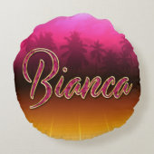 Bianca Vorname Name golden pink Kissen ラウンドクッション (裏面)