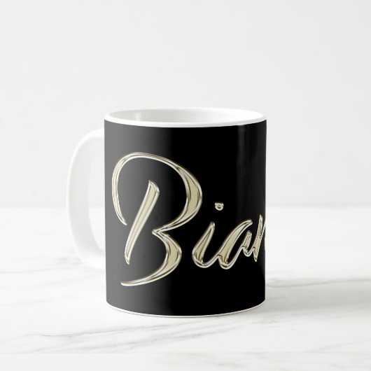 Bianca white gold Handwriting Tasse Kaffeetasse コーヒーマグカップ (正面左)