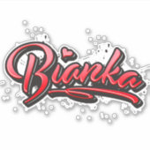 Bianka red Heart Graffiti Aufkleber Sticker シール (正面)
