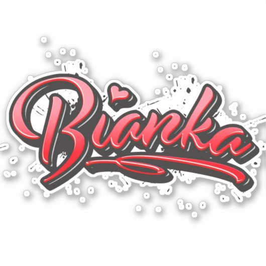 Bianka red Heart Graffiti Aufkleber Sticker シール (正面)