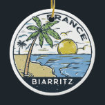 Biarritz France Vintage セラミックオーナメント<br><div class="desc">Biarritz vector art design. Biarritz,  an elegant seaside town on southwestern France’s Basque coast.</div>