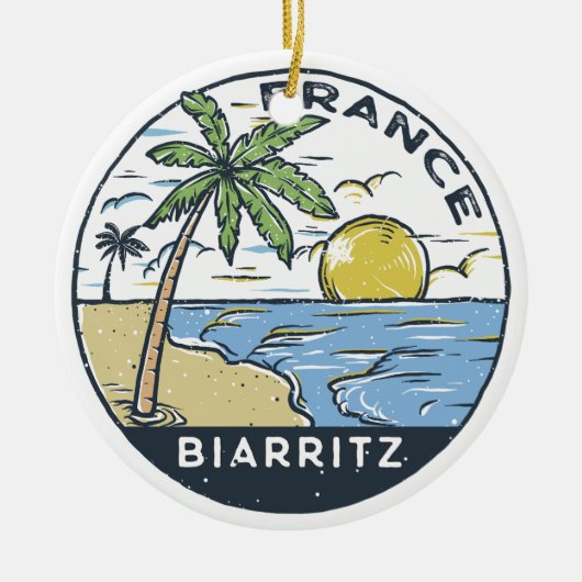 Biarritz France Vintage セラミックオーナメント (正面)