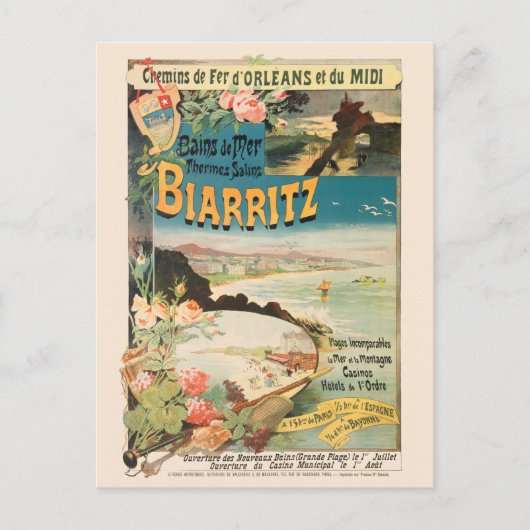 Biarritz France Vintage Poster 1897 ポストカード (正面)