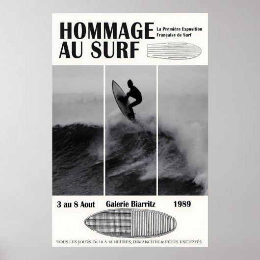 Biarritz Surfing Exhibition Poster 1989 Surf ポスター (正面)
