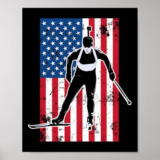 Biathlon American Flag 2 Usa Gift - Biathlon Team ポスター (正面)