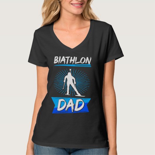 biathlon dad sport winter sports biathlete skier f tシャツ (正面)