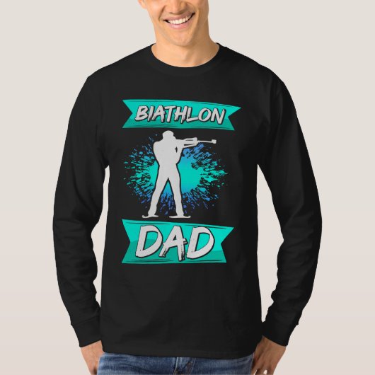 biathlon dad sport winter sports biathlete skier f tシャツ (正面)