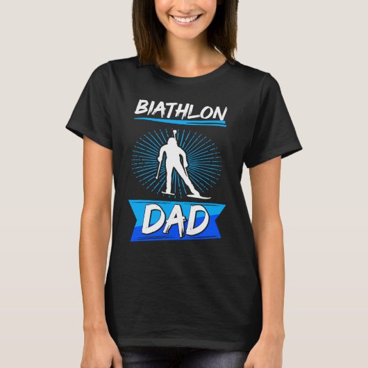 biathlon dad sport winter sports biathlete skier f tシャツ (正面)