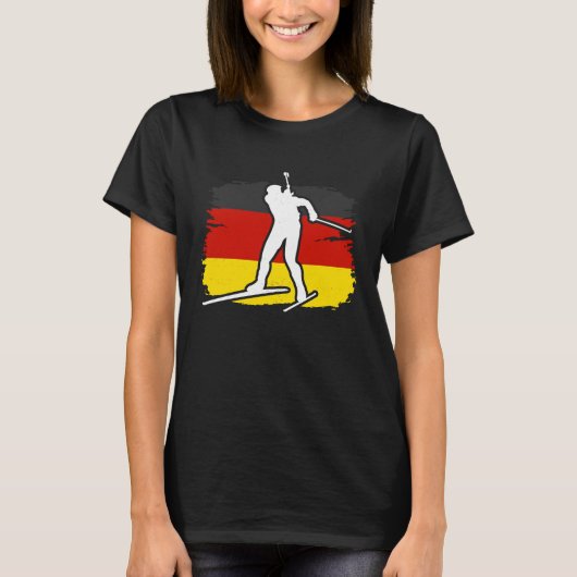 Biathlon Germany winter biathlete skier mountain Tシャツ (正面)