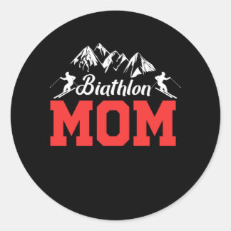 Biathlon Mom Skiing Ski Winter Sports Gift ラウンドシール