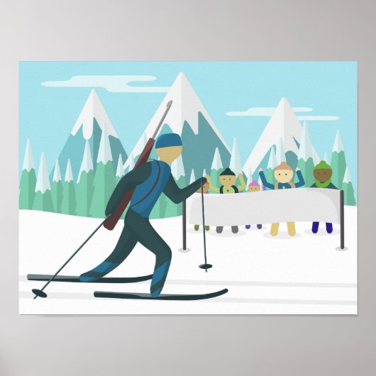 Biathlon Poster – テキストを配置 ポスター (正面)