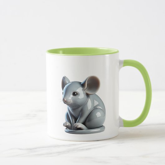 Bibelot en 3D d'une souris de porcelaine. マグカップ (右)