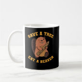 Biber Save a Tree Eat Beaver コーヒーマグカップ (左)