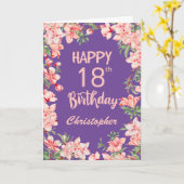 BiBirthday Pink桃色水彩フローラブラックカード カード (黄色い花)