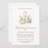 Bible Candle Cross First Holy Communion Invitation 招待状 (正面/裏面)