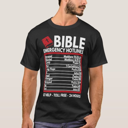 Bible Emergency Numbers  Funny Christian Bible & J Tシャツ (正面)