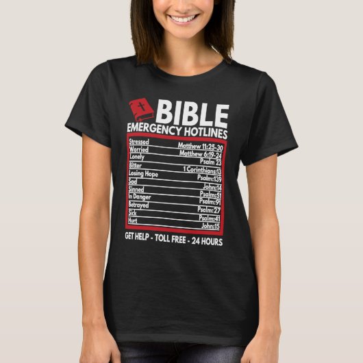 Bible Emergency Numbers  Funny Christian Bible & J Tシャツ (正面)