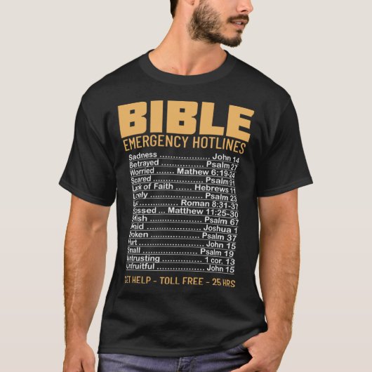 Bible Emergency Numbers Verse God Jesus Faith Chri Tシャツ (正面)