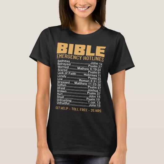 Bible Emergency Numbers Verse God Jesus Faith Chri Tシャツ (正面)