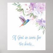 Bible Inspired Quote Flowers Hummingbird Bird ポスター (正面)