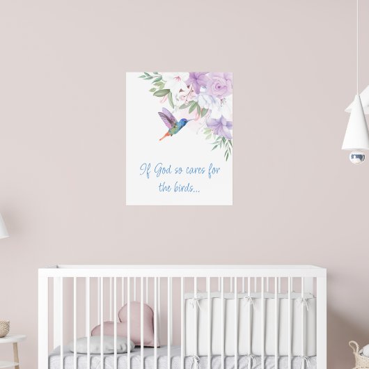 Bible Inspired Quote Flowers Hummingbird Bird ポスター (子ども部屋2)