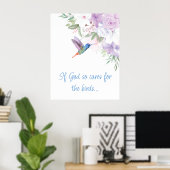 Bible Inspired Quote Flowers Hummingbird Bird ポスター (ホームオフィス)