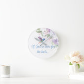 Bible Inspired Quote   Flowers Hummingbird Bird ラウンド壁時計 (ホーム)