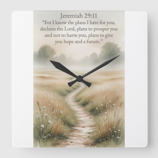 Bible Jeremiah 29:11 Christian Wall Clock スクエア壁時計 (正面)