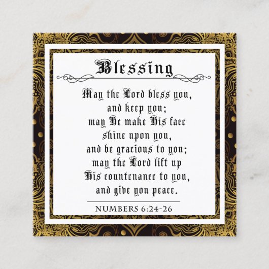 BIble Priestlyの金ゴールド賛美ブラックフローリッシュスワール コーリングカード (正面)