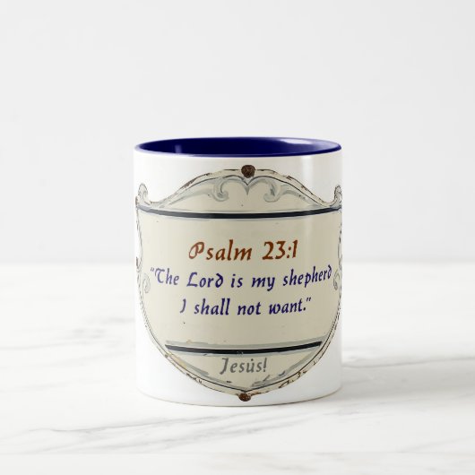 Bible Psalm 23:1 Shield Coffee Mug ツートーンマグカップ (中央)