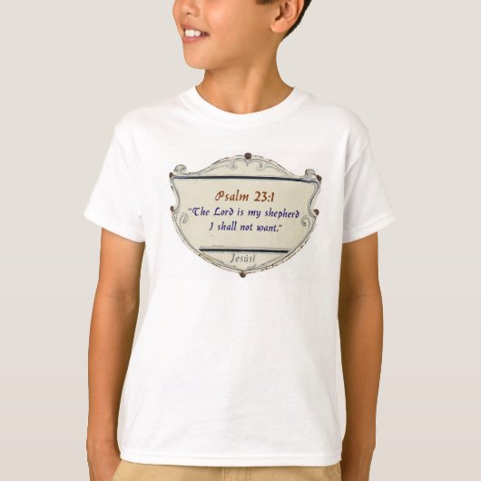 Bible Psalm 23:1 Shield Kid's Tee Shirt Tシャツ (正面)