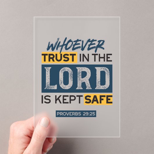 Bible Quote Art - Proverbs 29:25 Trust in God アクリル招待状 (インサイチュ (ポータブル))