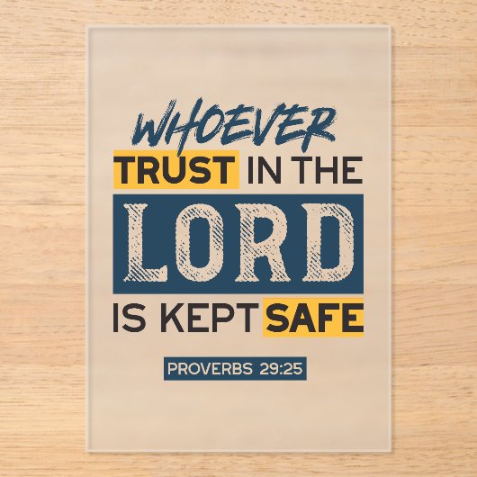 Bible Quote Art - Proverbs 29:25 Trust in God アクリル招待状 (正面)