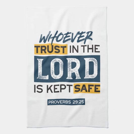 Bible Quote Art - Proverbs 29:25 Trust in God キッチンタオル (縦)