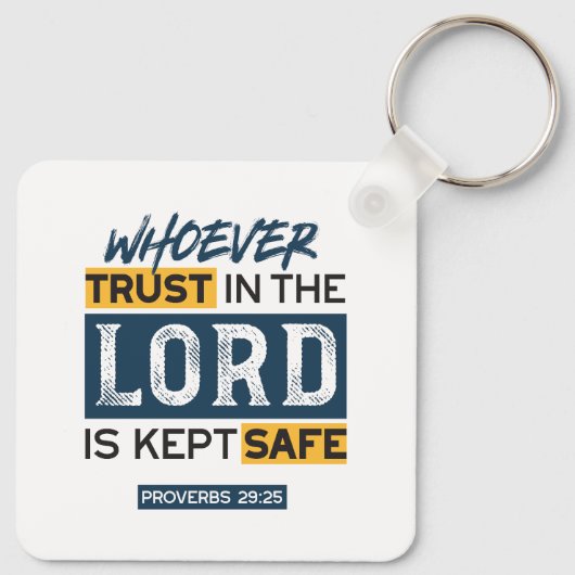 Bible Quote Art - Proverbs 29:25 Trust in God キーホルダー (裏面)